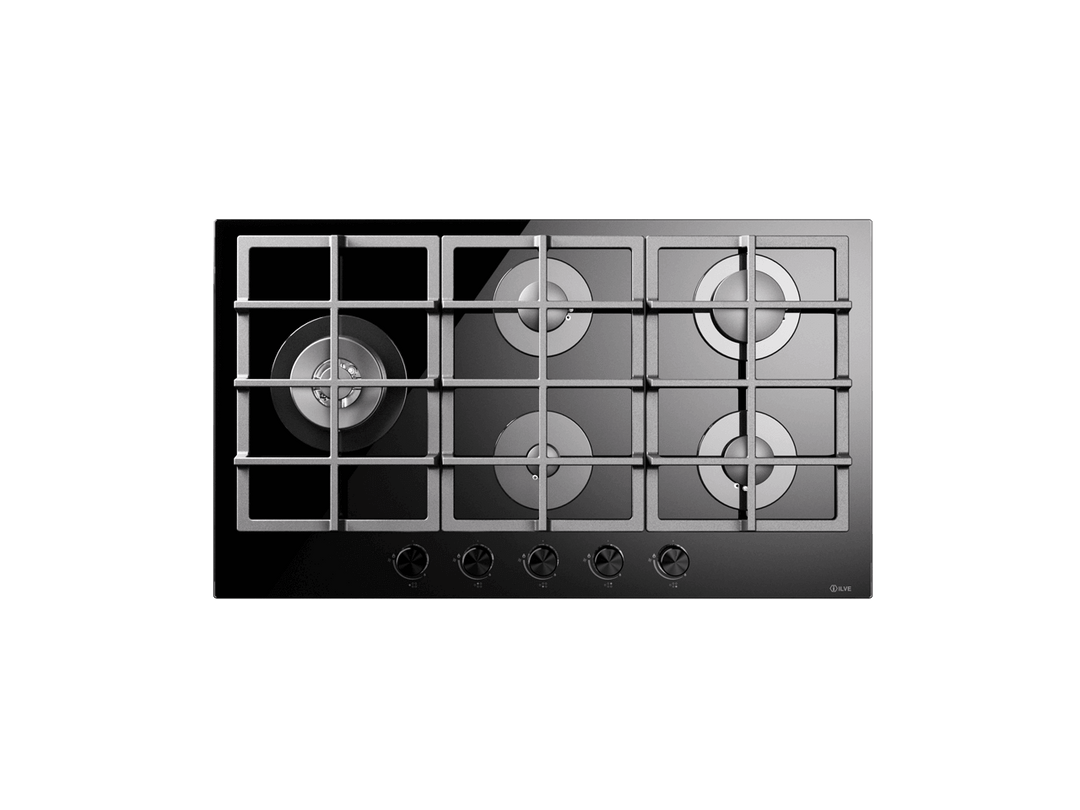 ILVE Professional Plus 90 cm tempered glass gas hob with 5 burners