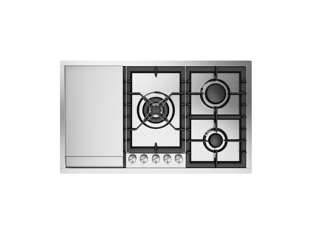 ILVE Professional Plus 90 cm built-in stainless steel gas hob with 5 burners - Dual and fry top