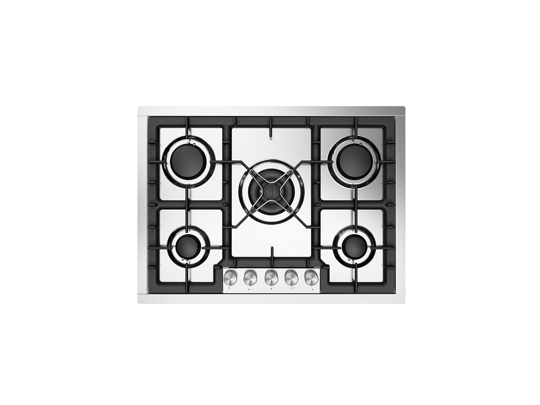 ILVE Professional Plus 70 cm stainless steel gas hob with 5 burners and Dual burner