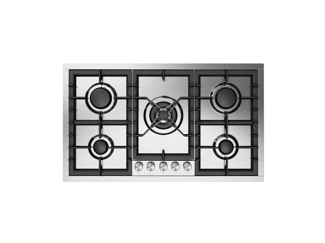 ILVE Professional Plus 90 cm stainless steel gas hob with 5 burners and Dual burner