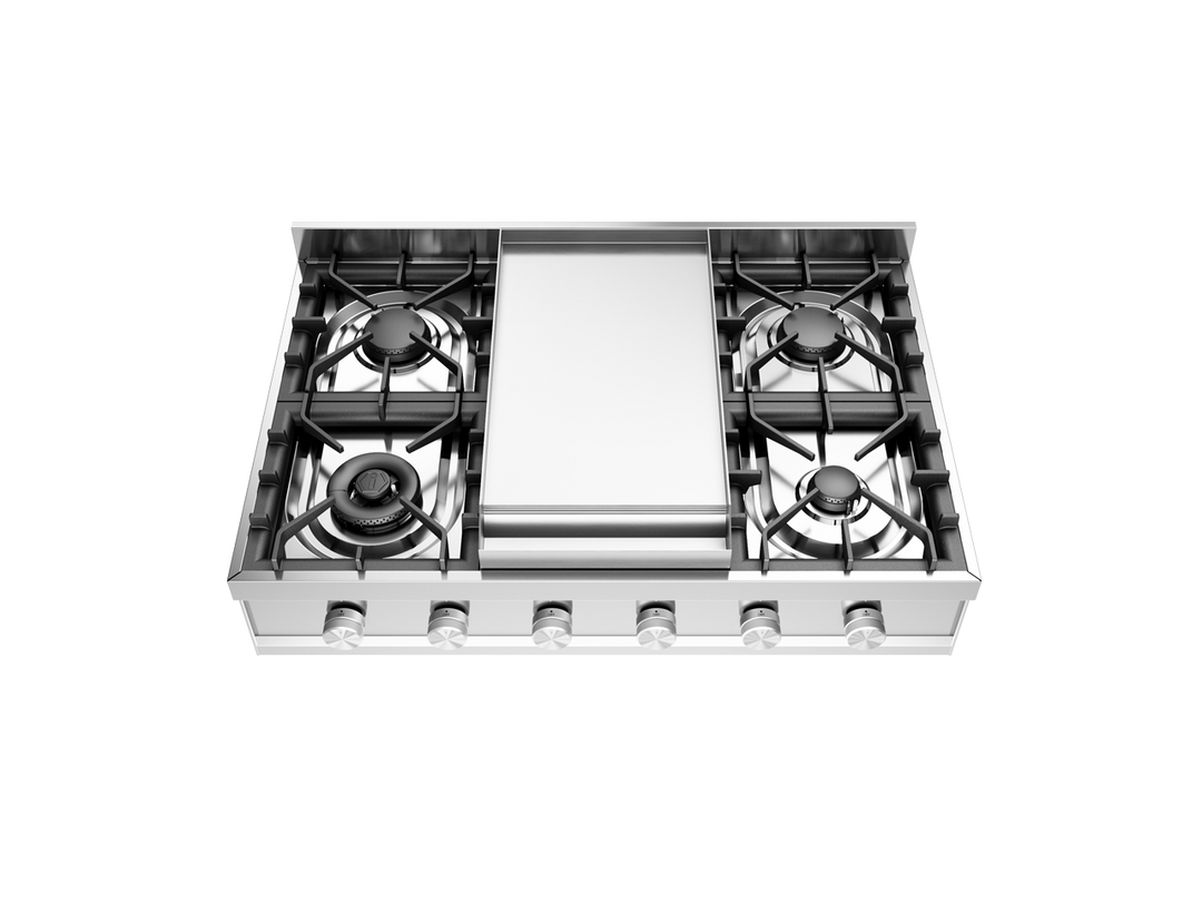 ILVE Professional Plus 90 cm freestanding gas hob with 4 burners and fry top - Dual