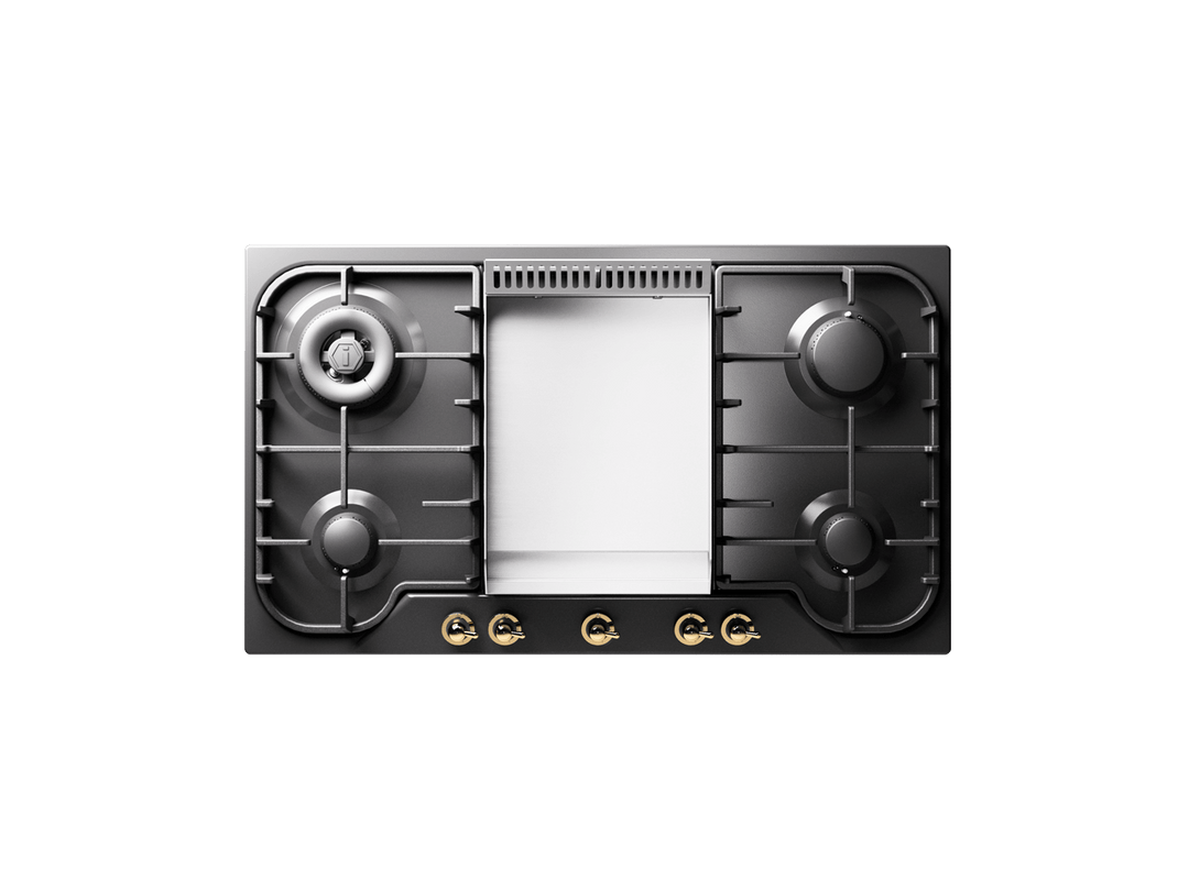 ILVE Nostalgie 90 cm enamelled steel gas hob with 4 burners and frying zone