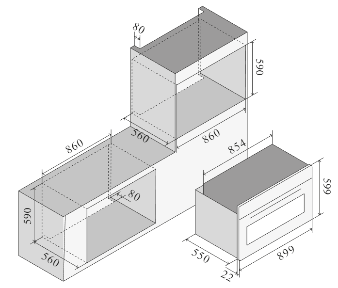 ILVE Pro Line 90 cm multifunction oven  – måltegning 1