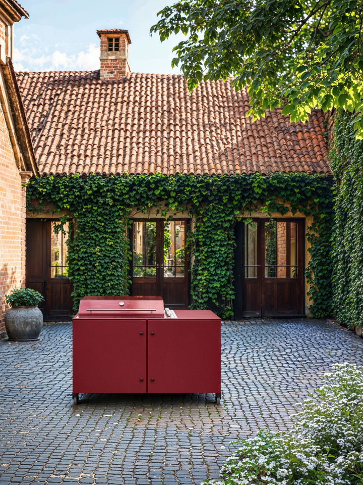 Utendørs BBQ Grill, innebygd platetopp, AISI316 stål, 3 x 3,15 kW gassbrennere, elektrisk tenning, fettoppsamler, 460 x 285 mm plater