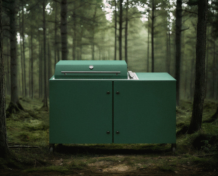Utendørs BBQ Grill, innebygd platetopp, AISI316 stål, 3 x 3,15 kW gassbrennere, elektrisk tenning, fettoppsamler, 460 x 285 mm plater