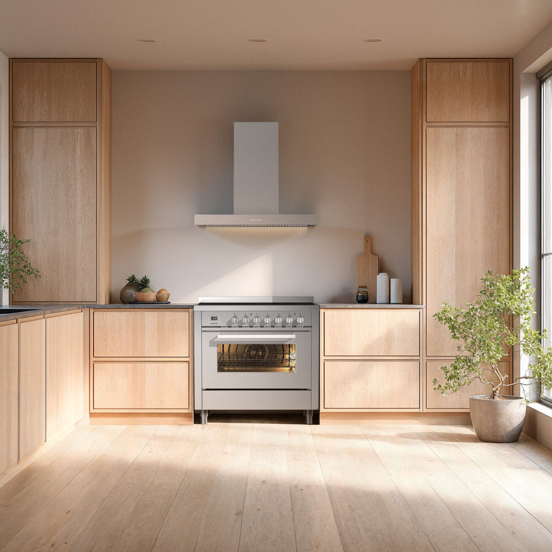 Stove - Pro Line - 90 cm - 5 induction zones, large oven compartment &amp; drawer - Stainless Steel